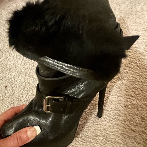 🔥RareXTC🔥. Boots Beautiful Black leather platform, stiletto FUR lined - Picture 5 of 5